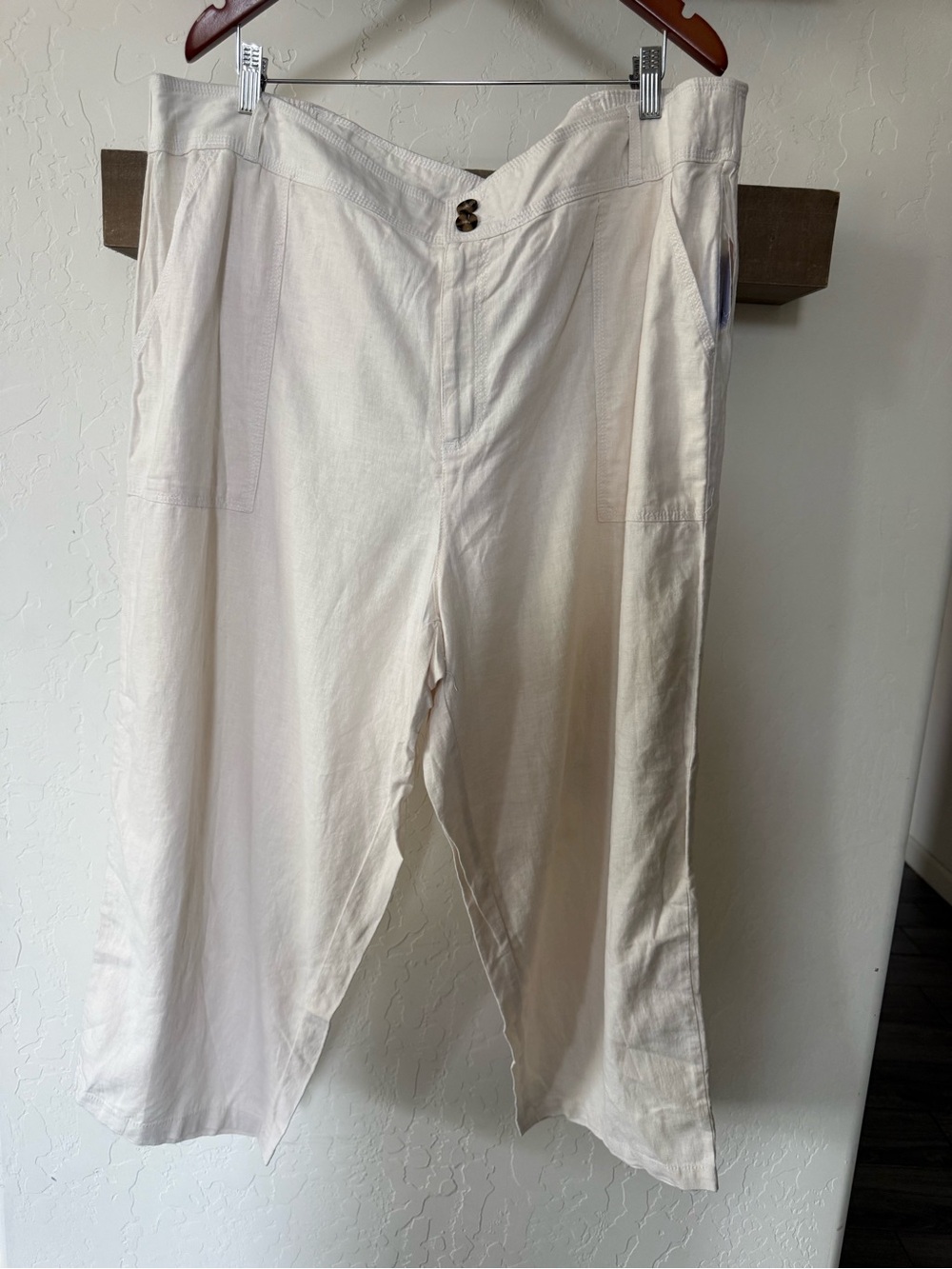 Laura scott|Linen blend Casual Wide-Leg pants in Cream,wide leg•Plus size 2X,NWT